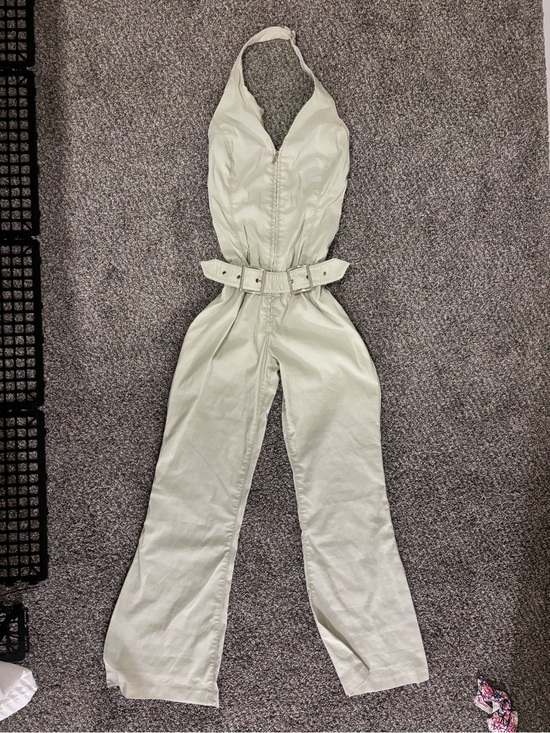 bebe Pants - Bebe Y2K halter neck jumpsuit in color Stone